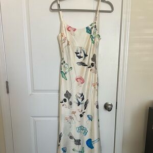 Midi silk dress with fun print